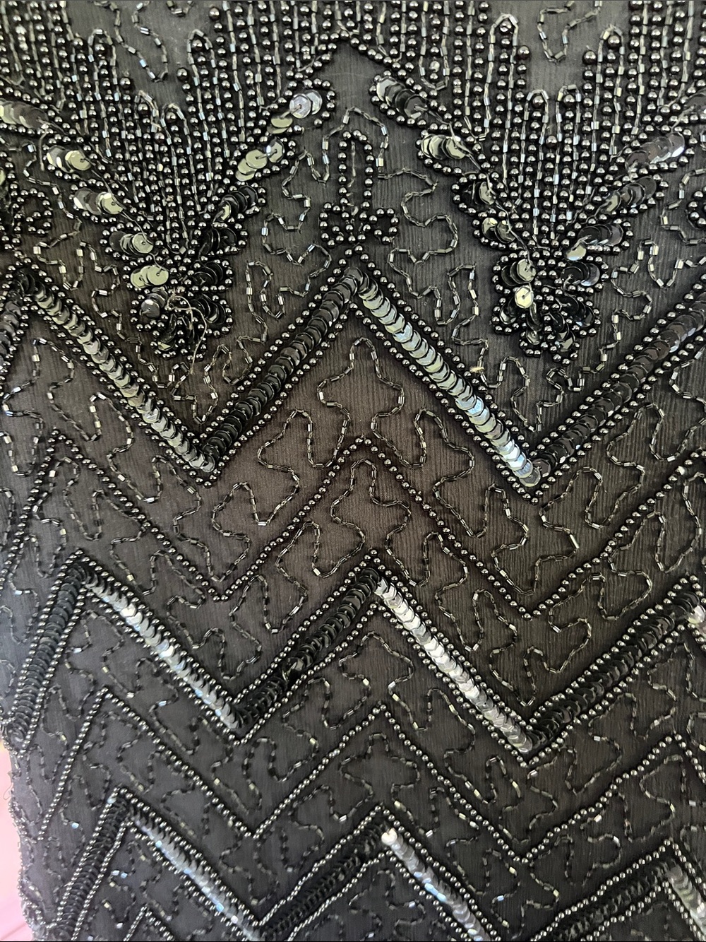 Vintage 80s/90s Beaded Black Sequin Cocktail Mini Dress - Picture 2 of 4